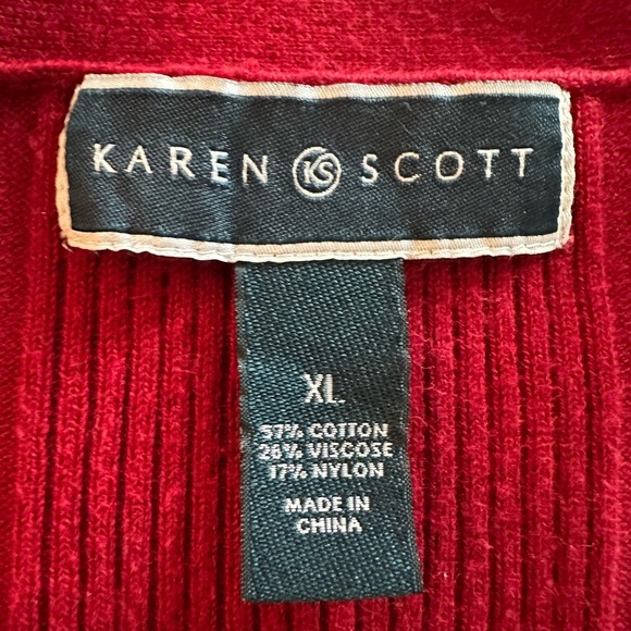 Karen Scott Women's Long Sleeve Open Front Red Cardigan (815) - Picture 11 of 11